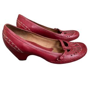 Clarks Red Heels with Stitch Detail
